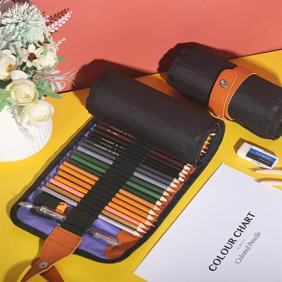 50/72PCS Colored Pencils Set With Canvas Roll-Up Vibrant Color Pencil Art Supplies Stationery, 3PCS Colored Black Wood Pencils