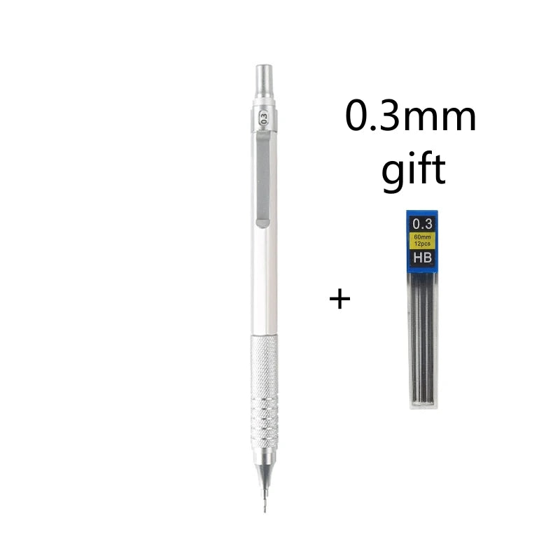 0.3/0.5/0.7/2.0mm Mechanical Pencil Low Center of Gravity Metal Drawing Special Pencil Office School Writing Art Supplies