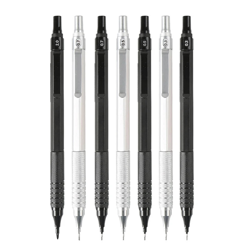 0.3/0.5/0.7/2.0mm Mechanical Pencil Low Center of Gravity Metal Drawing Special Pencil Office School Writing Art Supplies