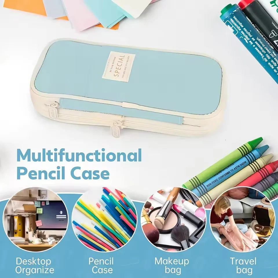 Extra large capacity pencil case, simple pencil case, waterproof fabric, suitable for students office supplies desktop organizer