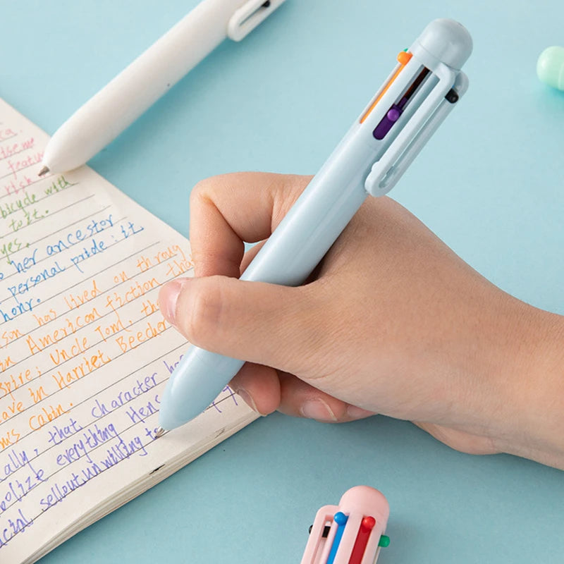 1pcs Candy Design Multi Color Ink Ballpoint Pen 0.5mm 6 In 1 Roller Ball Pen Spot Liner Marker Office School A7098