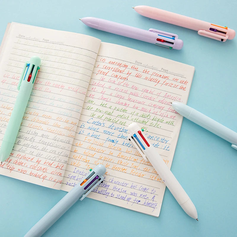 1pcs Candy Design Multi Color Ink Ballpoint Pen 0.5mm 6 In 1 Roller Ball Pen Spot Liner Marker Office School A7098