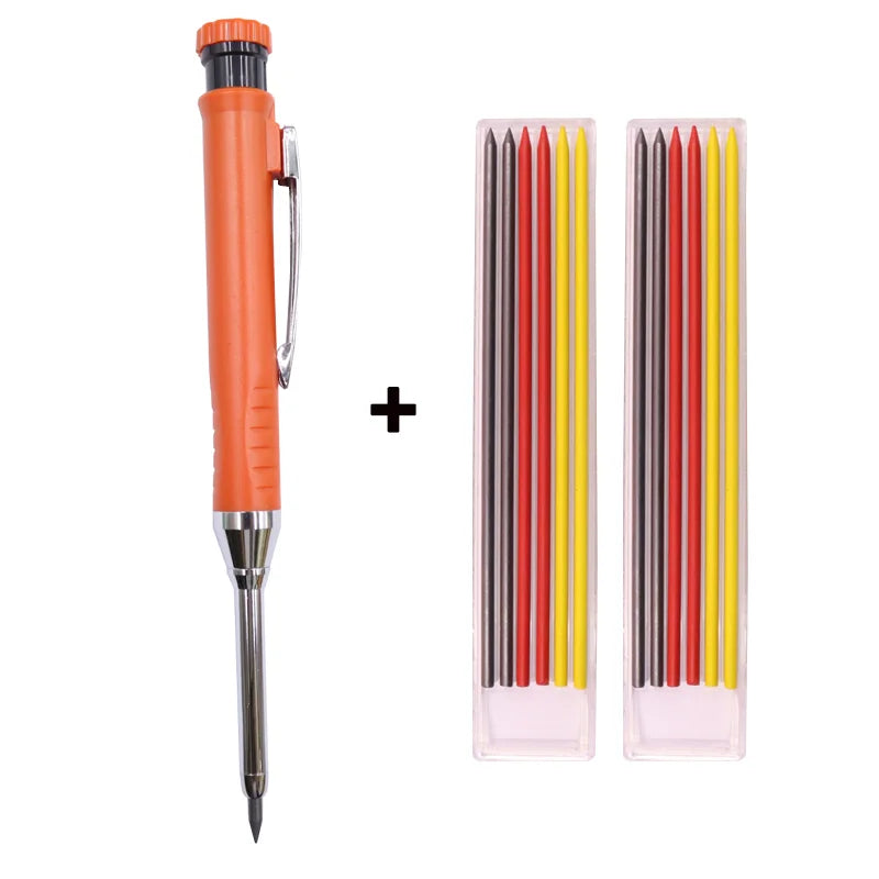 Solid Carpenter Pencil Woodworking  Mechanical 3 Colors Refill Construction Marking Scriber Lead Built-in Sharpener