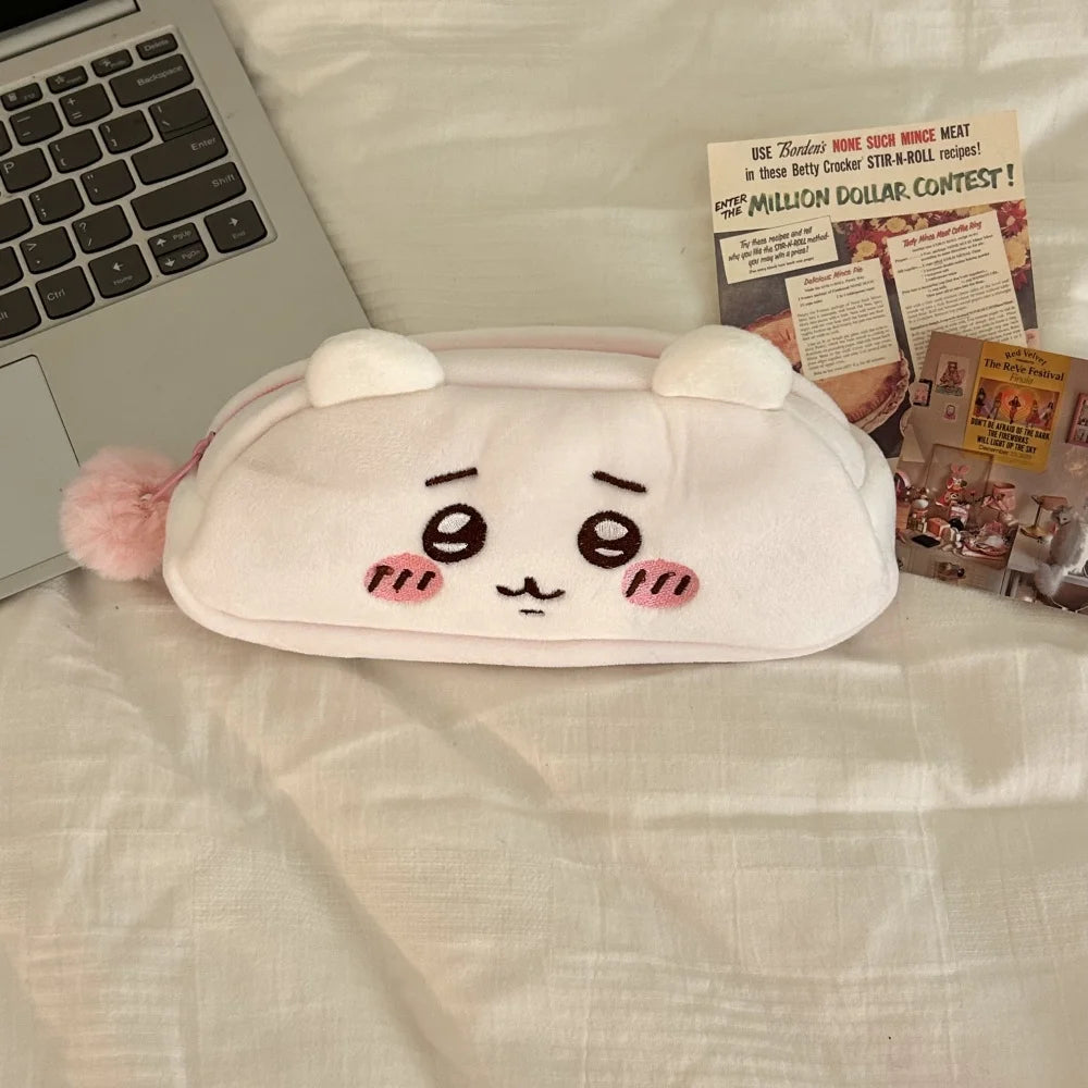 Chiikawa Anime Figures Pencil Cases Hachiware Plush Office School Supplies Pen Bag Portable Cosmetic Bag Girl Boy Students Gifts