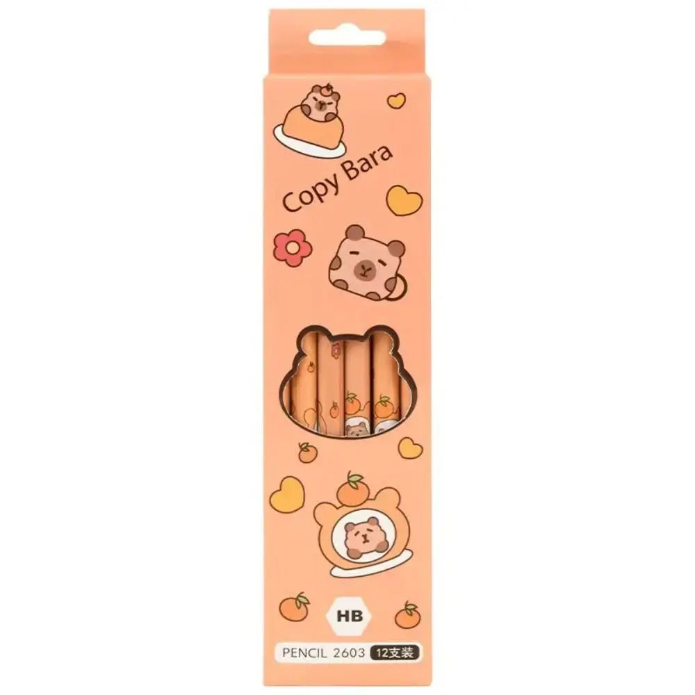 12Pcs/Set Capybara Writing Pencil Cartoon HB Wood Pencil Drawing Stationery for Children Student School Supplies