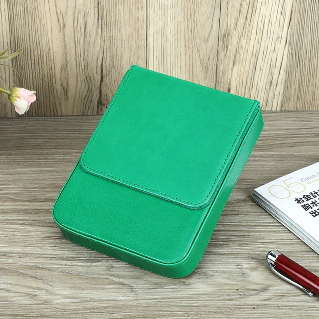 CONTACT'S FAMILY Handmade Fountain Pen Case Genuine Leather Holder Pencil Pouch Retro Pen Box Organizer School Office Men Women