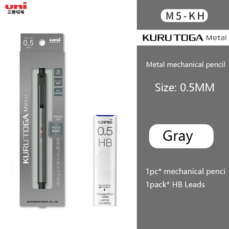 Uni Kuru Toga Metal Mechanical Pencil,M5-KW/KH Metal&Wood Barrel Premium 0.5mm Automatic Rotation Engine For Writing,DraftingPen