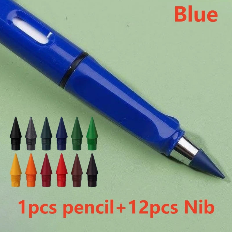 12/13pcs New Technology 12 Color Eternal Pencils No Ink Kawaii Unlimited Pencil School Art Color Sketch Painting Stationery