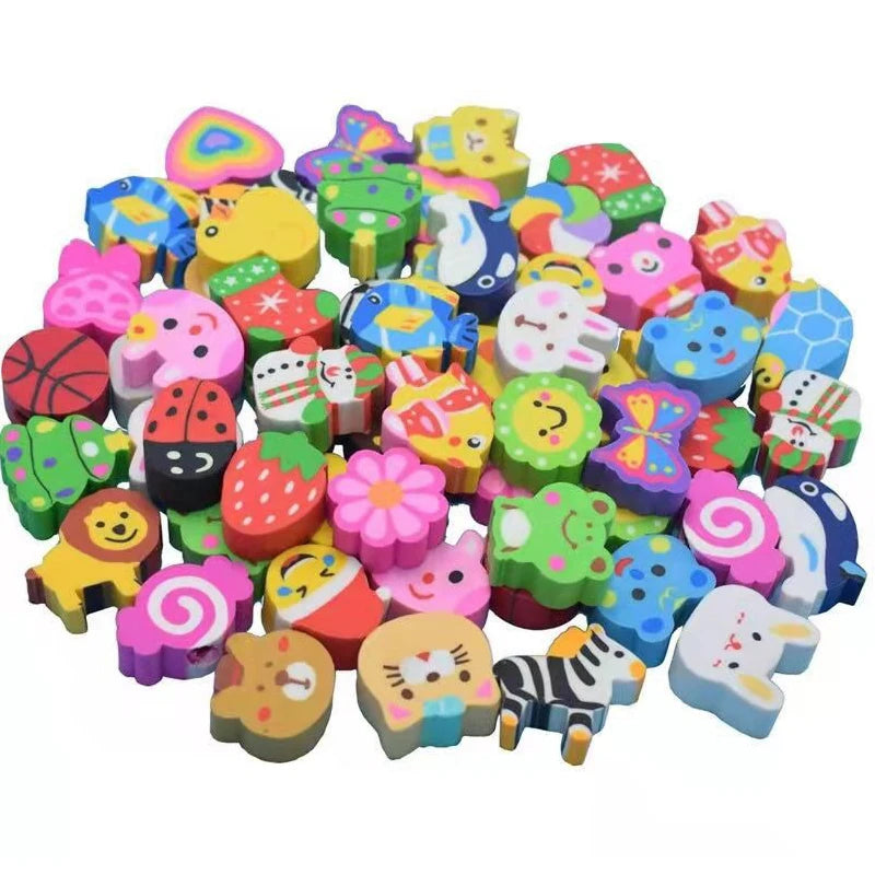 20/40/100/200PCS Mini Eraser Set Cartoon Animal Space Fruit Dishe Shape Eraser Stationery Reward Gift Desk Pet Carnival Gift ZYF