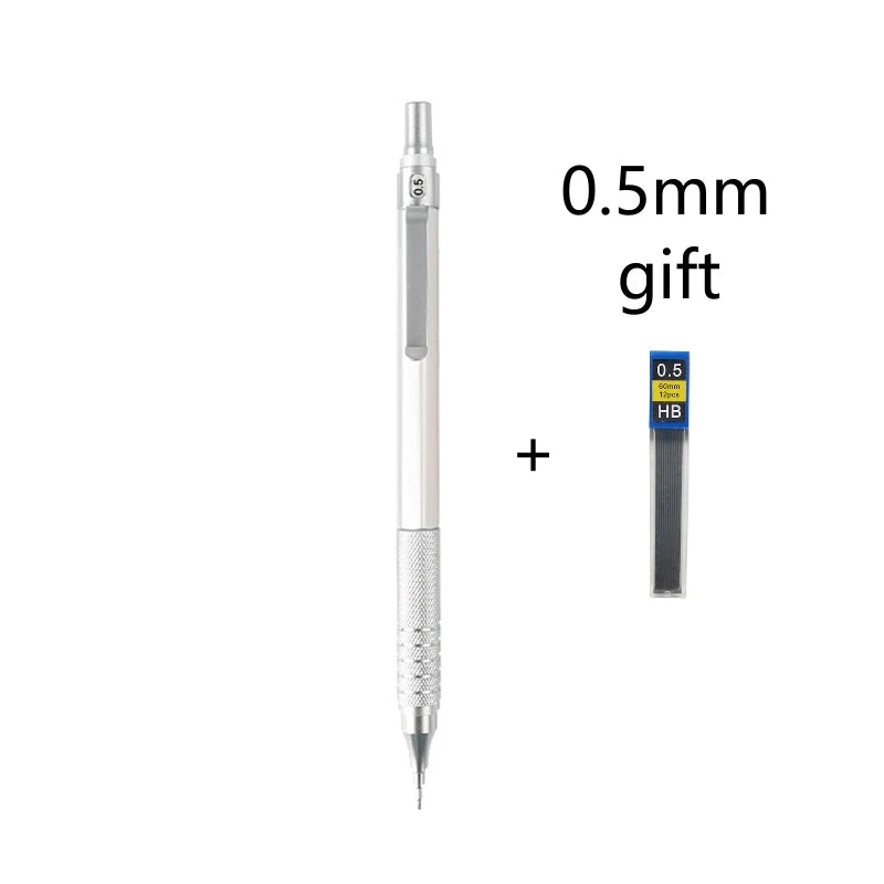 0.3/0.5/0.7/2.0mm Mechanical Pencil Low Center of Gravity Metal Drawing Special Pencil Office School Writing Art Supplies