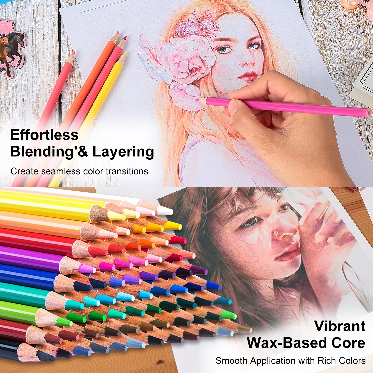 Watercolor/oil-based Colored Pencils,Set of 36/48/50/72 Professional Colored Pencils for Adult ,for Coloring,Blending & Layering