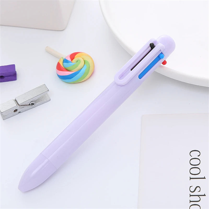 1pcs Candy Design Multi Color Ink Ballpoint Pen 0.5mm 6 In 1 Roller Ball Pen Spot Liner Marker Office School A7098