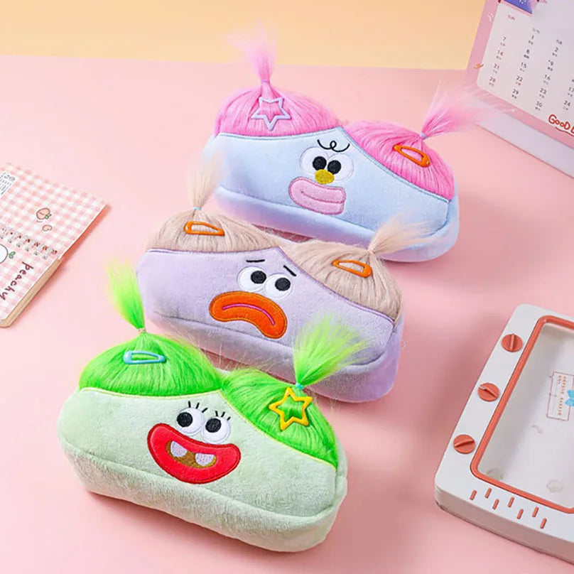 Long Hair Pencil Case School Supplies Pencil Pouch Estuche Escolar Funny Comb Large Capacity Cute Stationery Pencil Case Girls