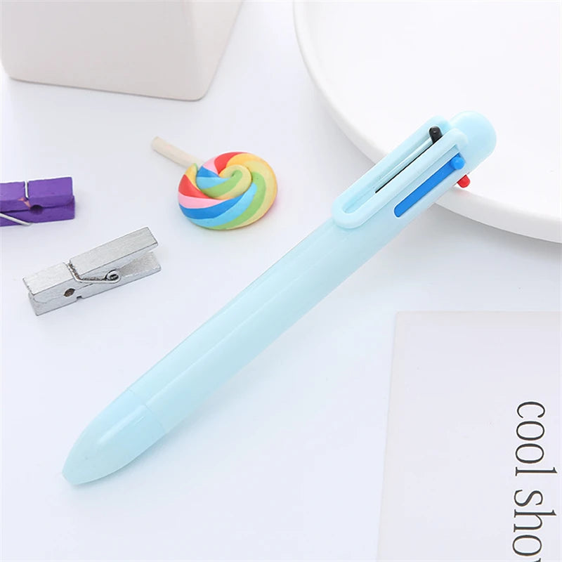 1pcs Candy Design Multi Color Ink Ballpoint Pen 0.5mm 6 In 1 Roller Ball Pen Spot Liner Marker Office School A7098