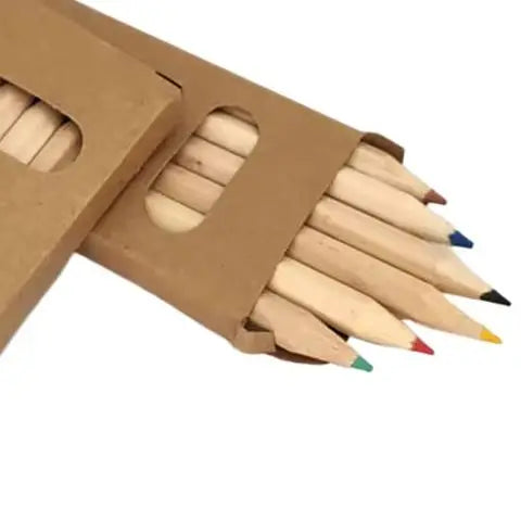 Cute 9cm Mini Drawing Colored Pencil Per Box 6Pcs Wooden Colors Pencil With Sharpener Eraser For Christmas School Party Gift