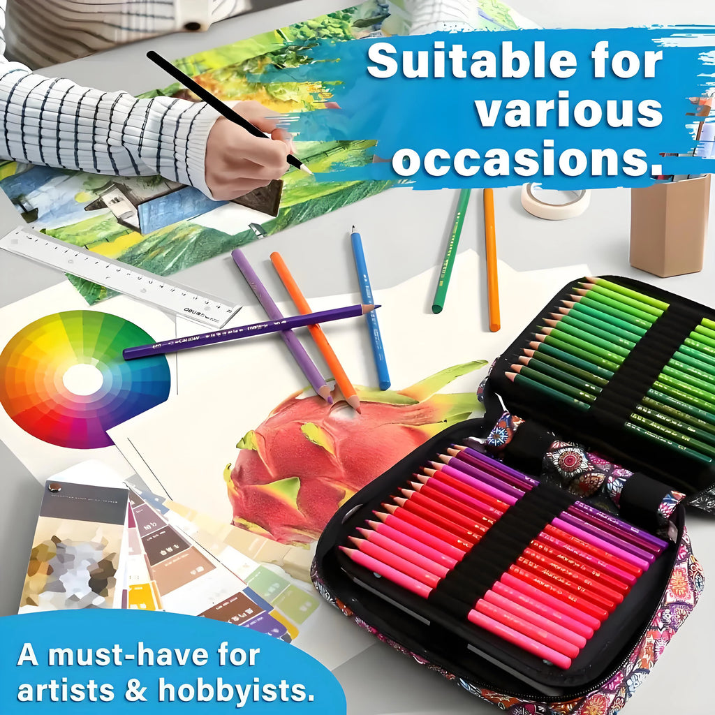 1pc Colored Pencil Case 50/72/120 Slots, Large Capacity Pen Pencil Case, Gel Pens Organizer Zipper Carrying Portable Suitable