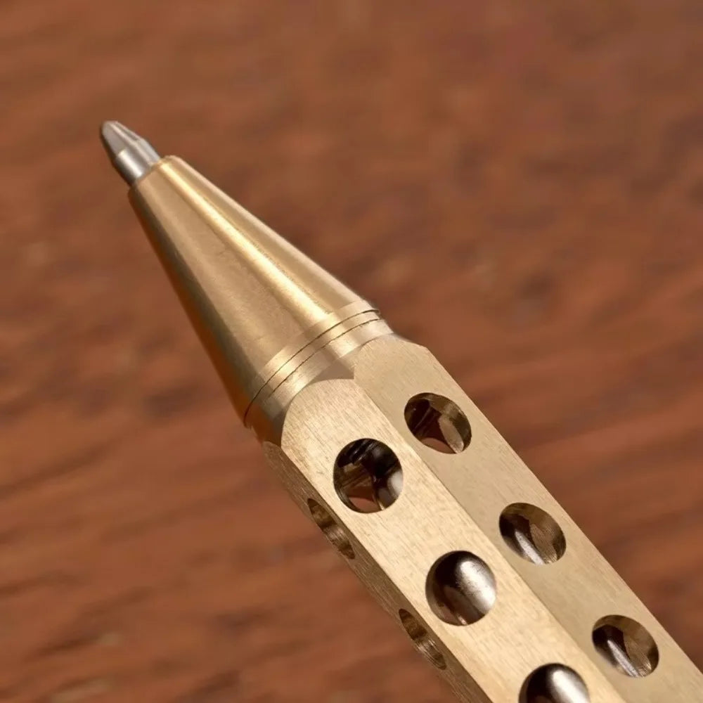Portable Brass Signature Pen Medium Point 1.0mm Retro Ballpoint Pen Bolt Action Smooth Writing Rollerball Pen Stationery Gifts