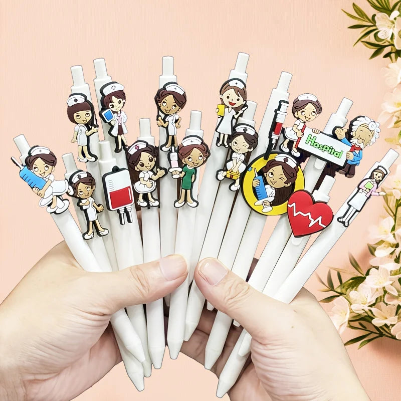 15/10/5 pcs Nurse-Themed Retractable Ballpoint Pens  Fun Medical Designs - Ideal Gift for Nurses & Medical Students