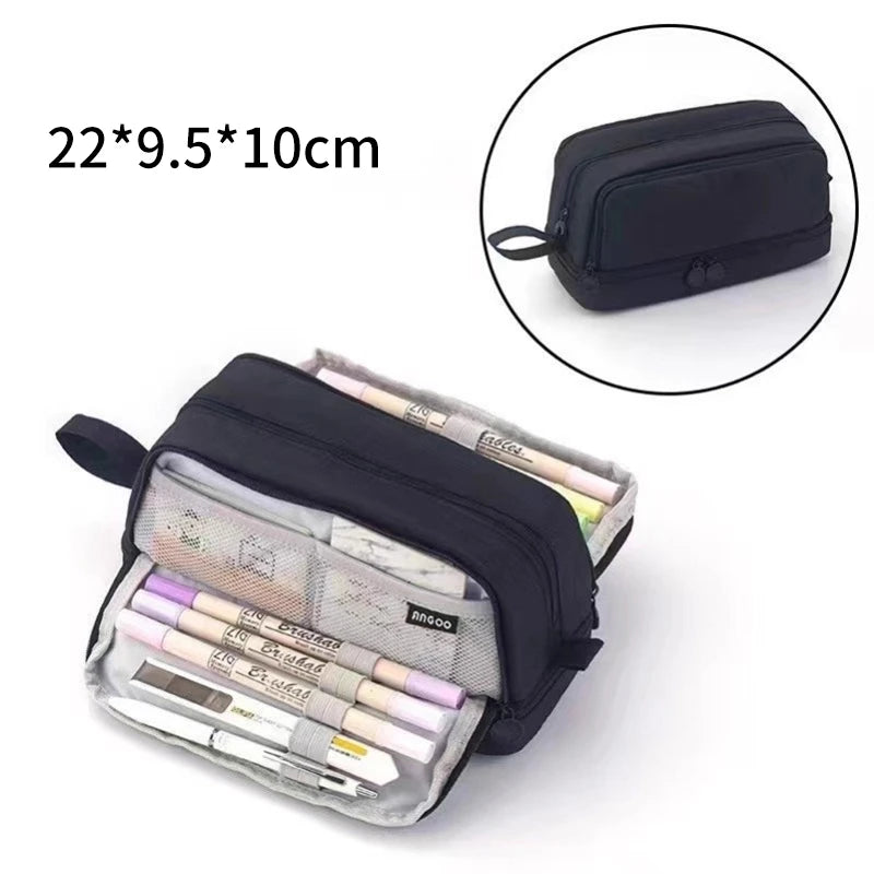 Pencil Case Large Capacity Pencil Pouch Portable 3 Layers Pen Bag Gift for Office School Back To School Stationery Storage Bags