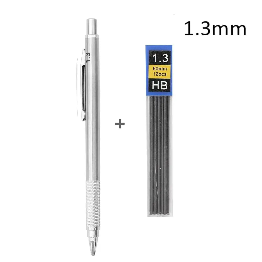 0.5/0.7/0.9/1.3/2.0mm Automatic Pencil Metal Mechanical Pencils Sets With Pencils Grip Leads Art Drawing Student Office Supplies
