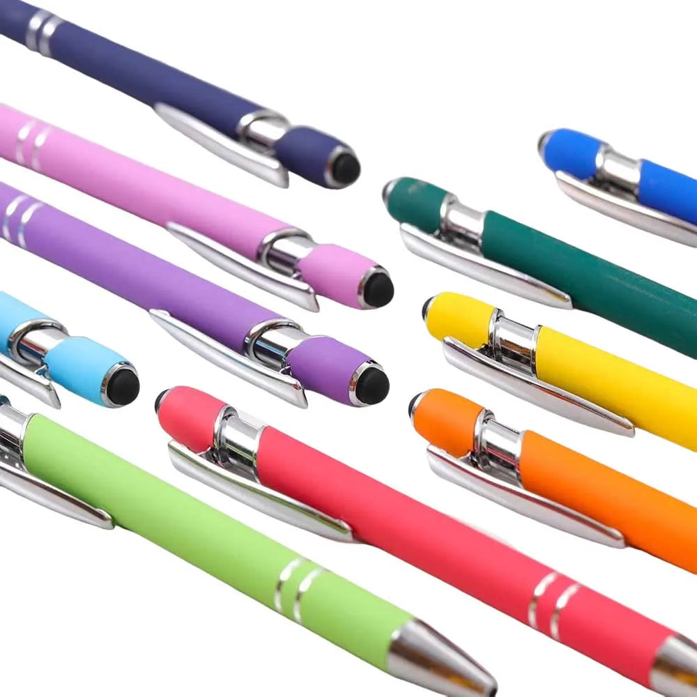 5-12Pieces Ballpoint Pen with Stylus Tips, Metal, 2 in 1 Stylus Ballpoint Pen 1.0 mm Black Ink  for Smartphone, Tablet