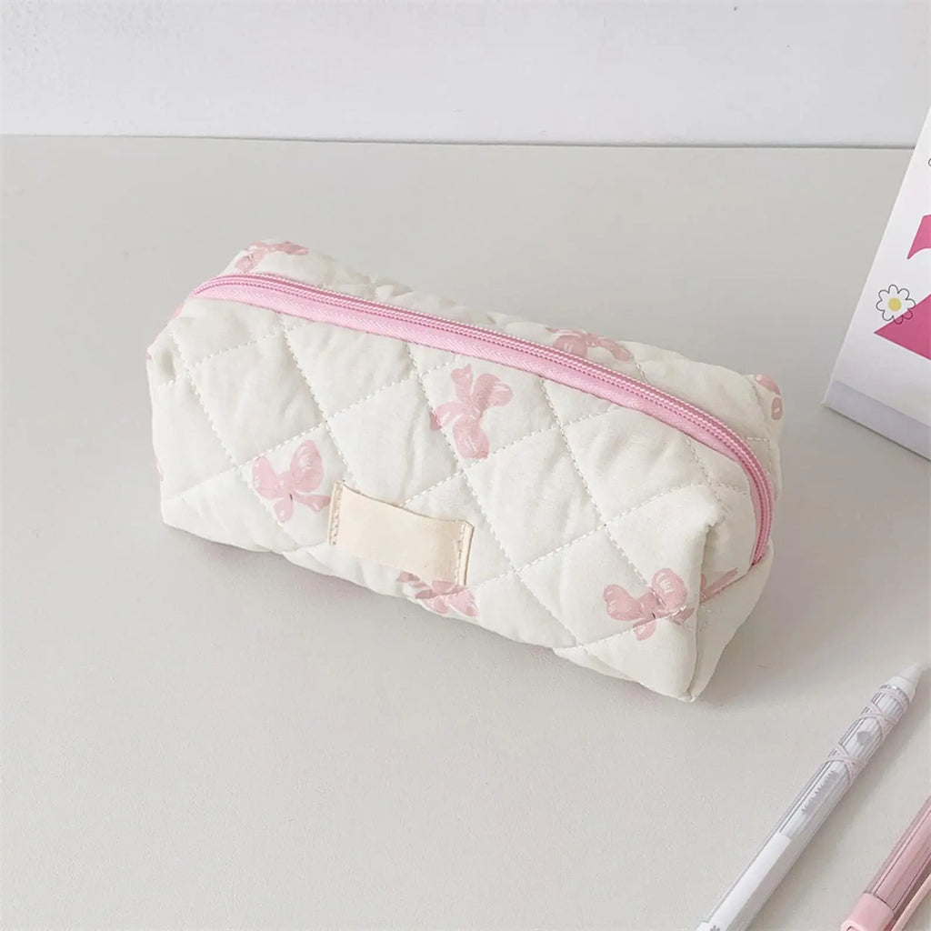 1pc exquisite bowknot single-layer pencil case, bow pattern design storage bag, a must-have for back to school season