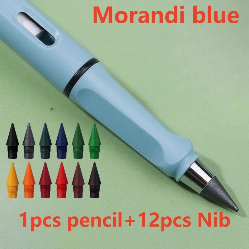 12/13pcs New Technology 12 Color Eternal Pencils No Ink Kawaii Unlimited Pencil School Art Color Sketch Painting Stationery