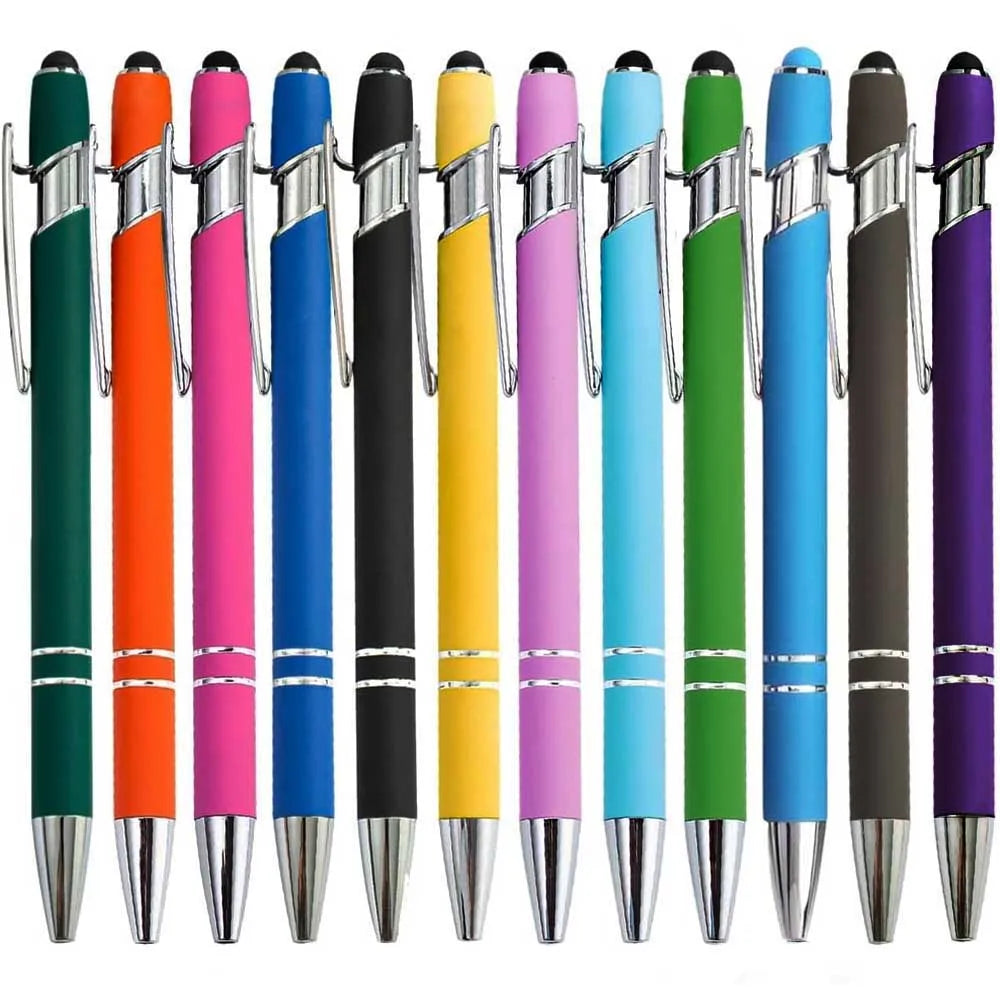5-12Pieces Ballpoint Pen with Stylus Tips, Metal, 2 in 1 Stylus Ballpoint Pen 1.0 mm Black Ink  for Smartphone, Tablet