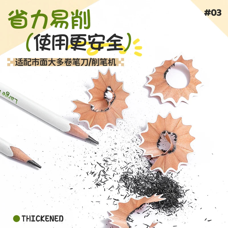 M&G Extra-Thick Lead Wooden Pencil HB/2B Hardness with Large Eraser 3.2mm Lead Student Resistant to Breaking