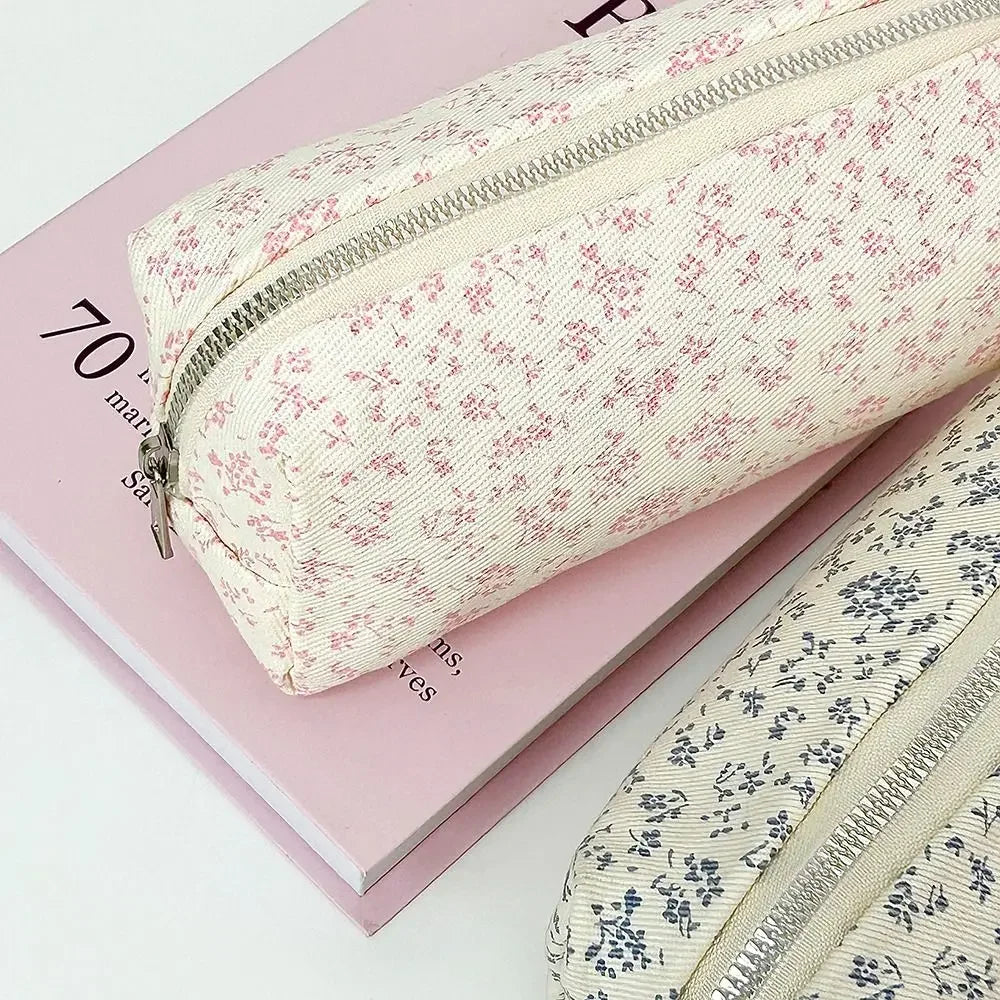 Small Fresh Floral Pen Bag Large Capacity Pencil Case Multifunctional Stationery Storage Bag Student School Organizer Supplies