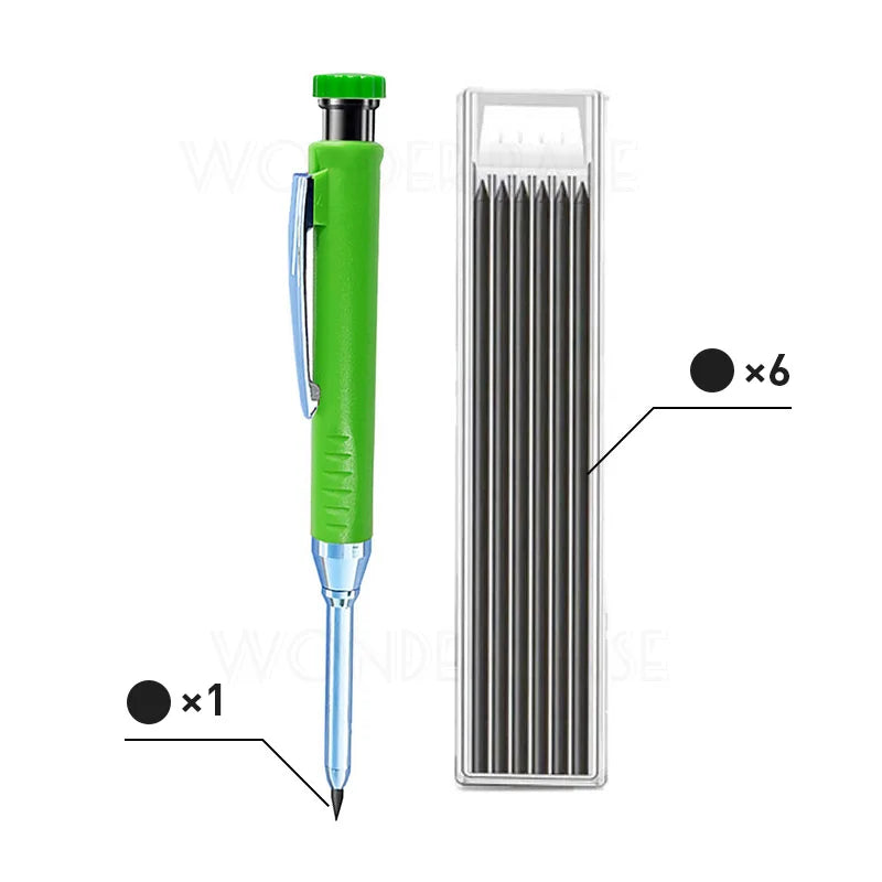 5 Colors 40mm Long Head Carpenter Mechanical Pencil Deep Hole Marker Pencil for Woodworking Construction Home Improvement