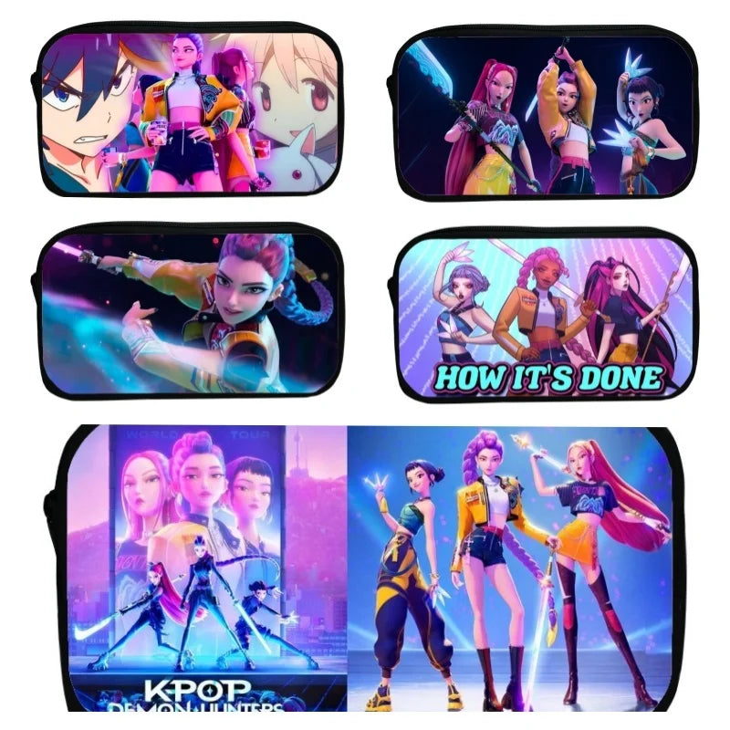 2025 Kpop Demon H Student Pencil Case Large Cloth Bag For Girl Cartoon Kpop D Hunters For School Pencil Case Estuche Escolar