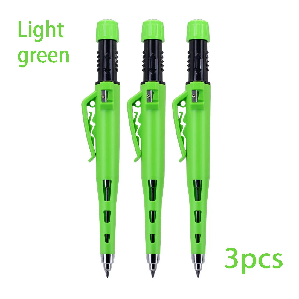 Multicolored 2.8mm Woodworking Mechanical Pencil with Sheath Built In Pencil Sharpener Long Headed Deep Hole Marking Pencil