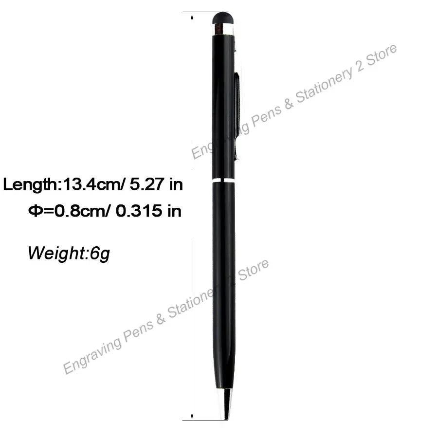 100 Pcs 13-color Metal 2-in-1 Stylus Universal Ballpoint Pen Custom Logo Office School Advertising Pen Text Engraving Wholesale