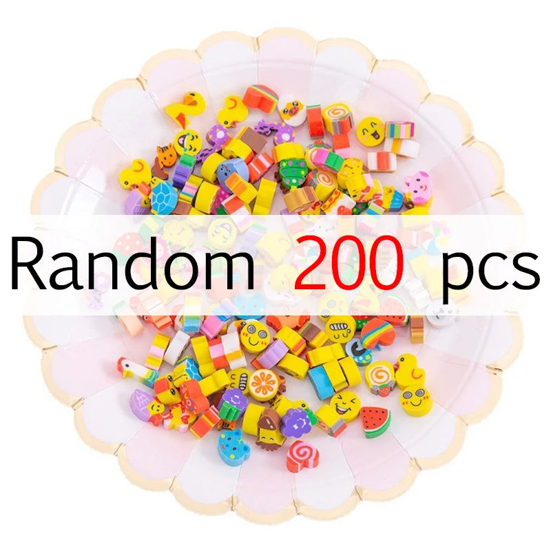 20/40/100/200PCS Mini Eraser Set Cartoon Animal Space Fruit Dishe Shape Eraser Stationery Reward Gift Desk Pet Carnival Gift ZYF