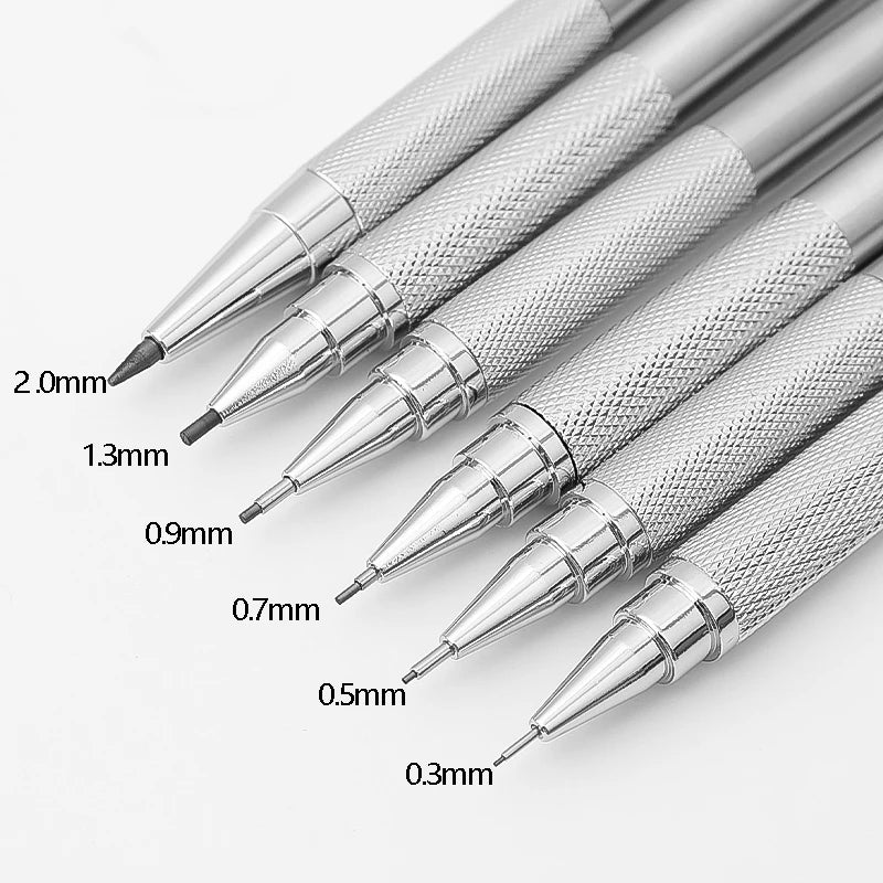 0.5/0.7/0.9/1.3/2.0mm Automatic Pencil Metal Mechanical Pencils Sets With Pencils Grip Leads Art Drawing Student Office Supplies