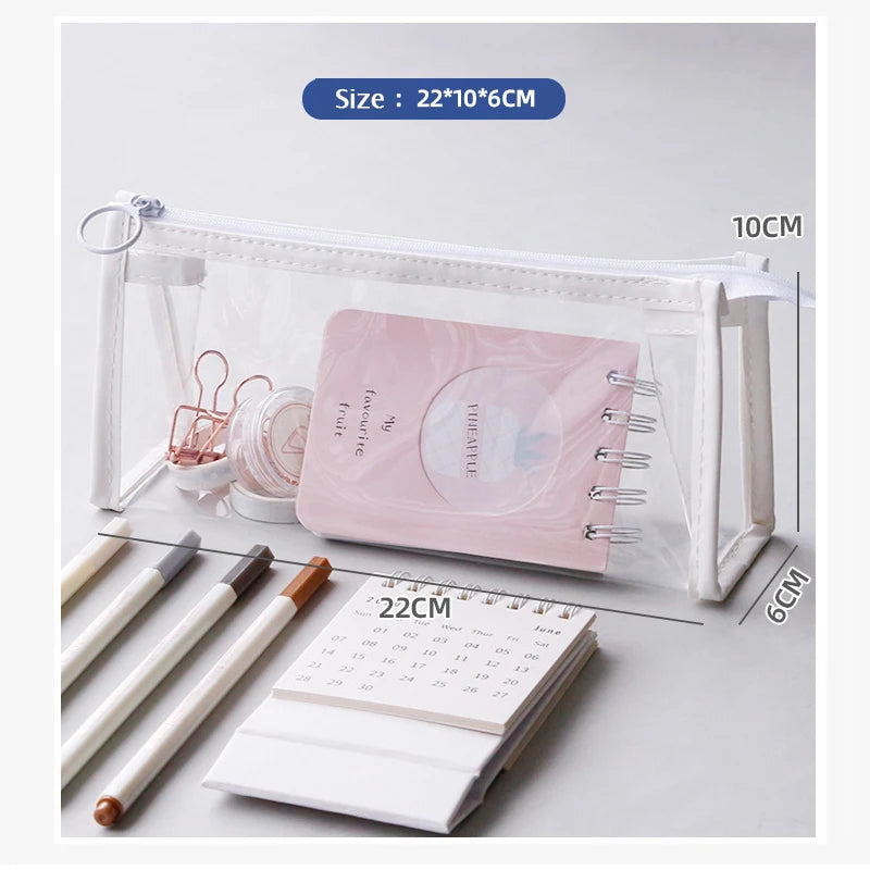 Transparent Softness PVC Pencil Case Waterproof Large Capacity Layer Pen Bag Ins Style Make up Bag Storage Bag School Stationery