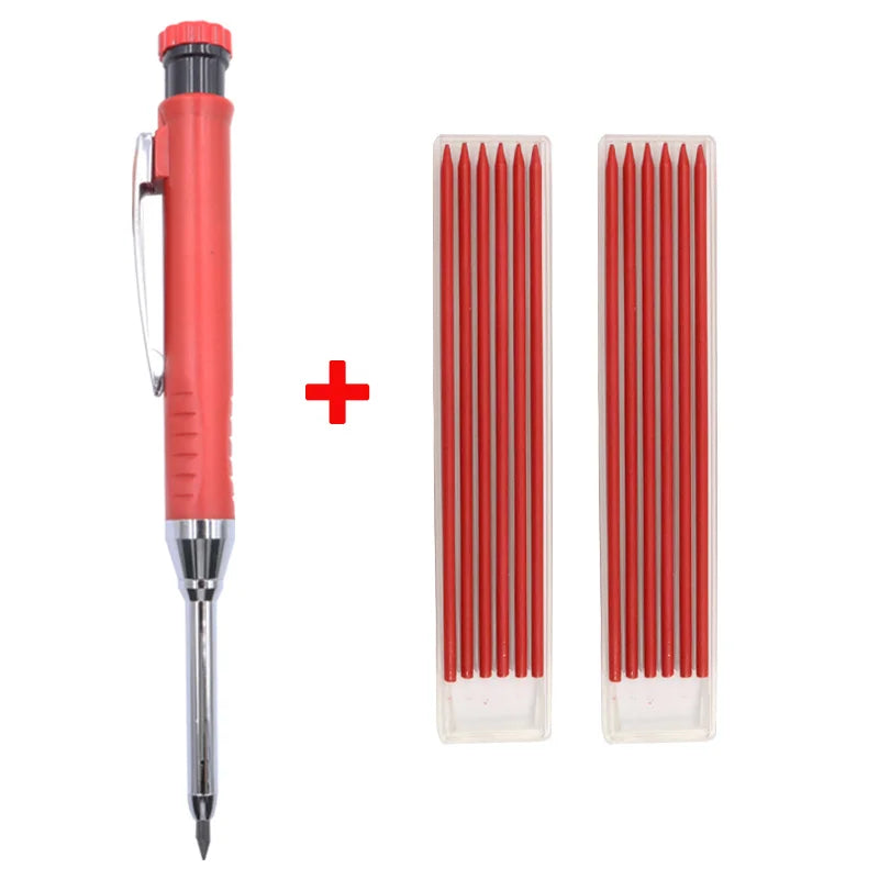 Solid Carpenter Pencil Woodworking  Mechanical 3 Colors Refill Construction Marking Scriber Lead Built-in Sharpener