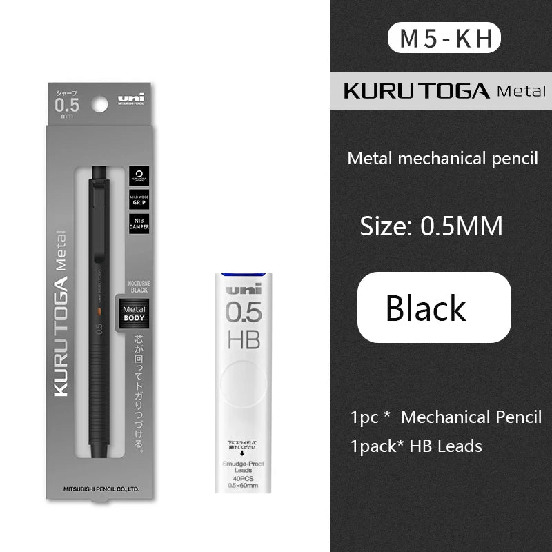 Uni Kuru Toga Metal Mechanical Pencil,M5-KW/KH Metal&Wood Barrel Premium 0.5mm Automatic Rotation Engine For Writing,DraftingPen