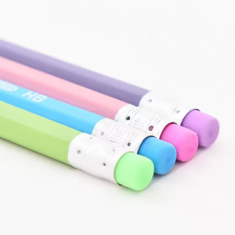 12 HB Cartoon Non-toxic Pencils with Erasers At The End for Children, Multi-color Learning Supplies for Writing and Drawing