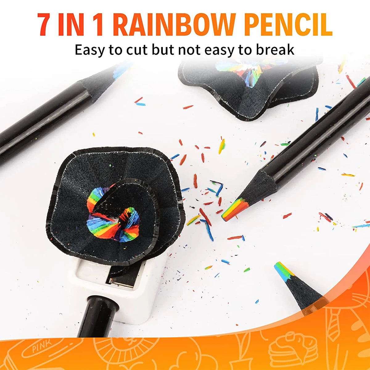 10Pcs/Set Rainbow Pencil Colorful Pencils Wood Colorful Black Wood Painting Supplies Christmas Halloween Gift Black Rainbow Pen