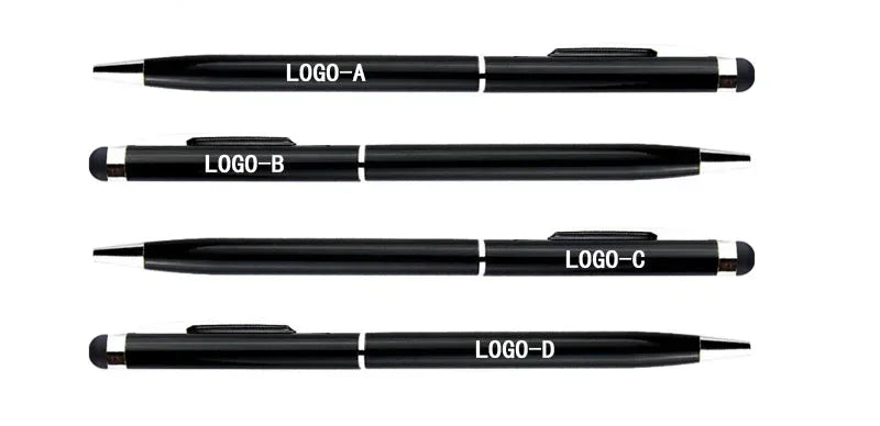 100 Pcs 13-color Metal 2-in-1 Stylus Universal Ballpoint Pen Custom Logo Office School Advertising Pen Text Engraving Wholesale