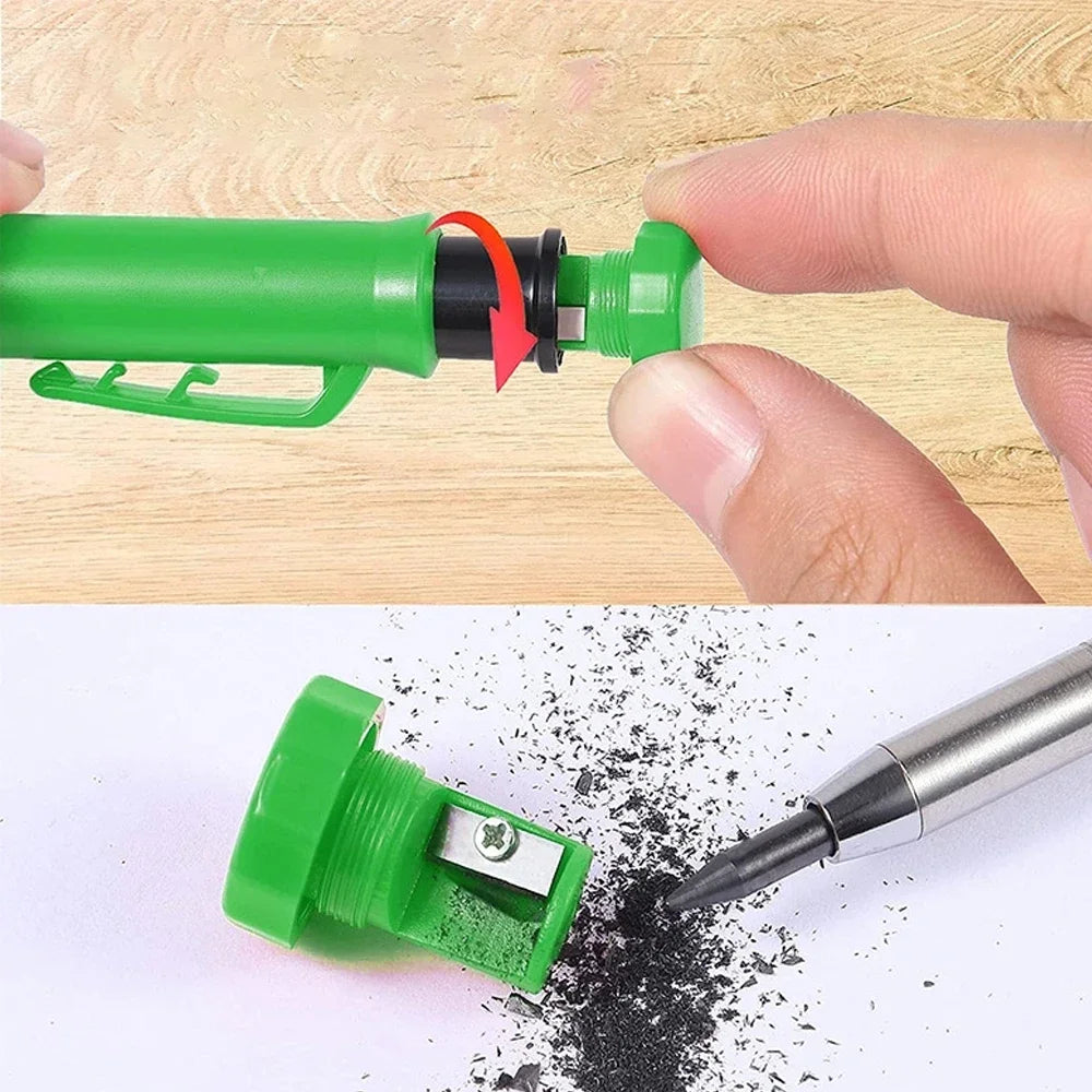 Top Solid Carpenter Mechanical Pencil Woodworking Long Head Deep Hole Markers Pen Pencils Refill Leads Sharpener Stationery