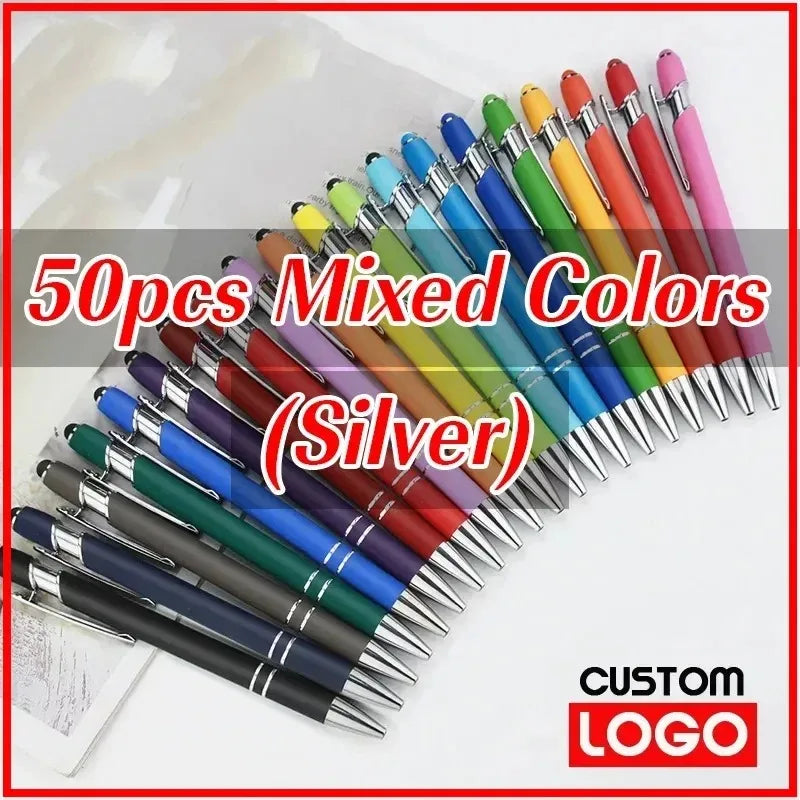 50 Pcs Metal Business Ballpoint Universal Drawing Touch Screen Stylus Pen Custom Logo School Office Supplies Free Engraved Name