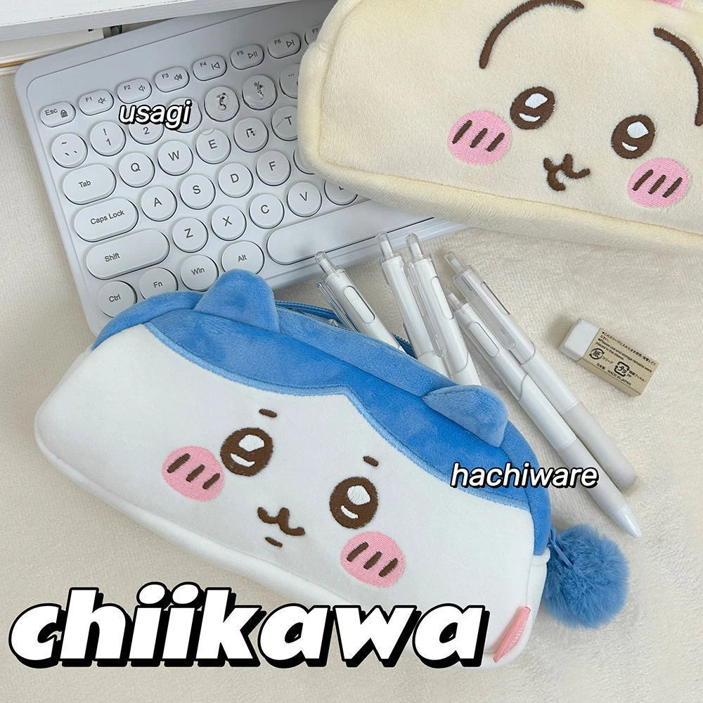 Chiikawa Anime Figures Pencil Cases Hachiware Plush Office School Supplies Pen Bag Portable Cosmetic Bag Girl Boy Students Gifts
