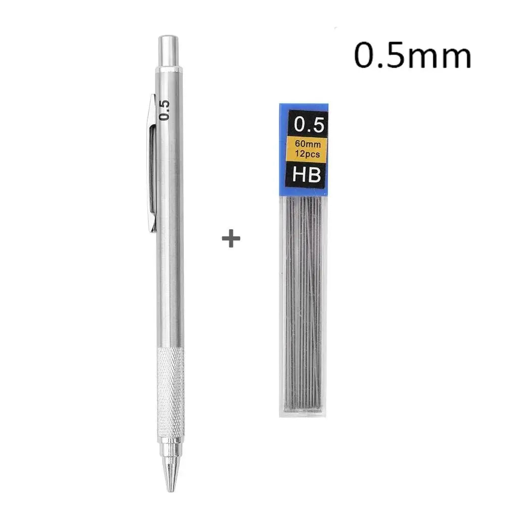0.5/0.7/0.9/1.3/2.0mm Automatic Pencil Metal Mechanical Pencils Sets With Pencils Grip Leads Art Drawing Student Office Supplies