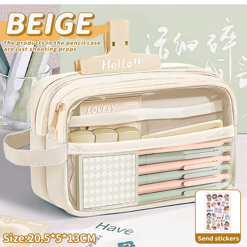 1 large capacity pencil case and stationery bag with multiple compartments, suitable for organizing office and school supplies