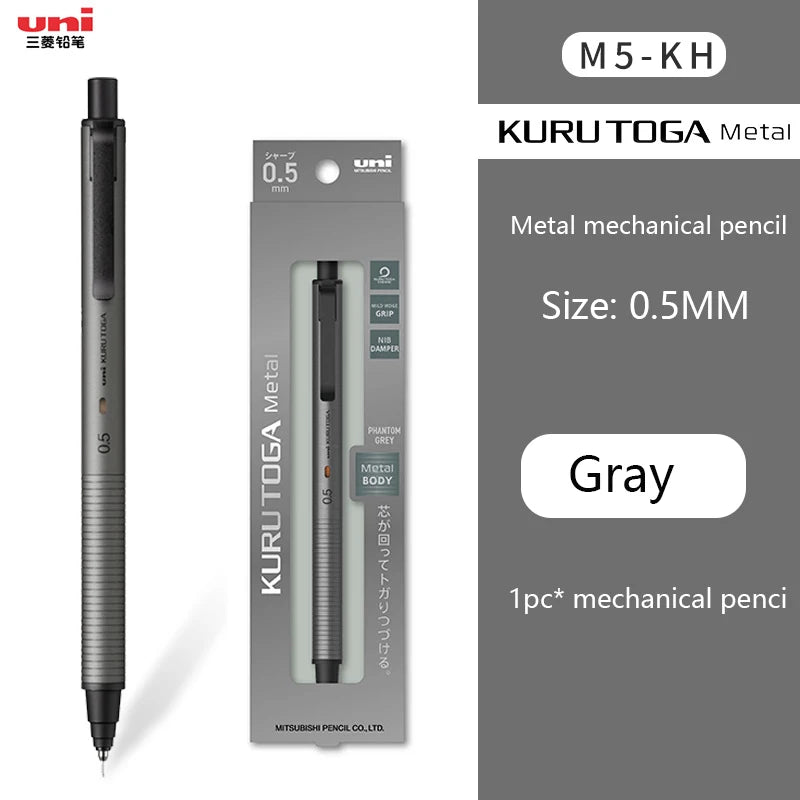 Uni Kuru Toga Metal Mechanical Pencil,M5-KW/KH Metal&Wood Barrel Premium 0.5mm Automatic Rotation Engine For Writing,DraftingPen