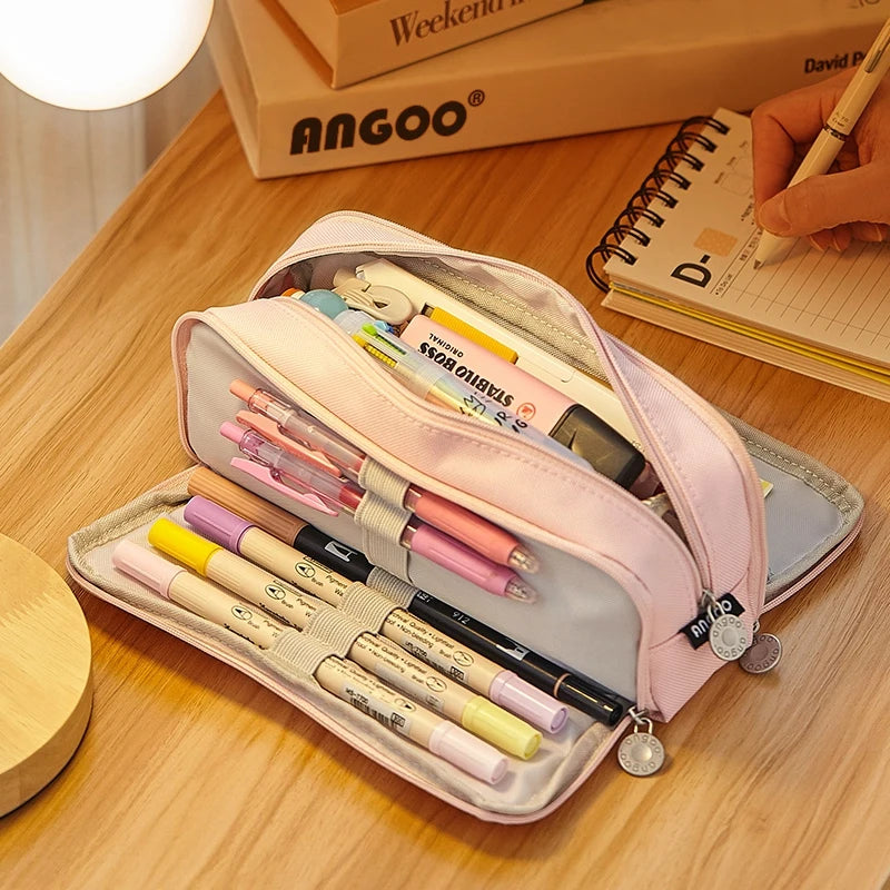 Pencil Case Large Capacity Pencil Pouch Portable 3 Layers Pen Bag Gift for Office School Back To School Stationery Storage Bags