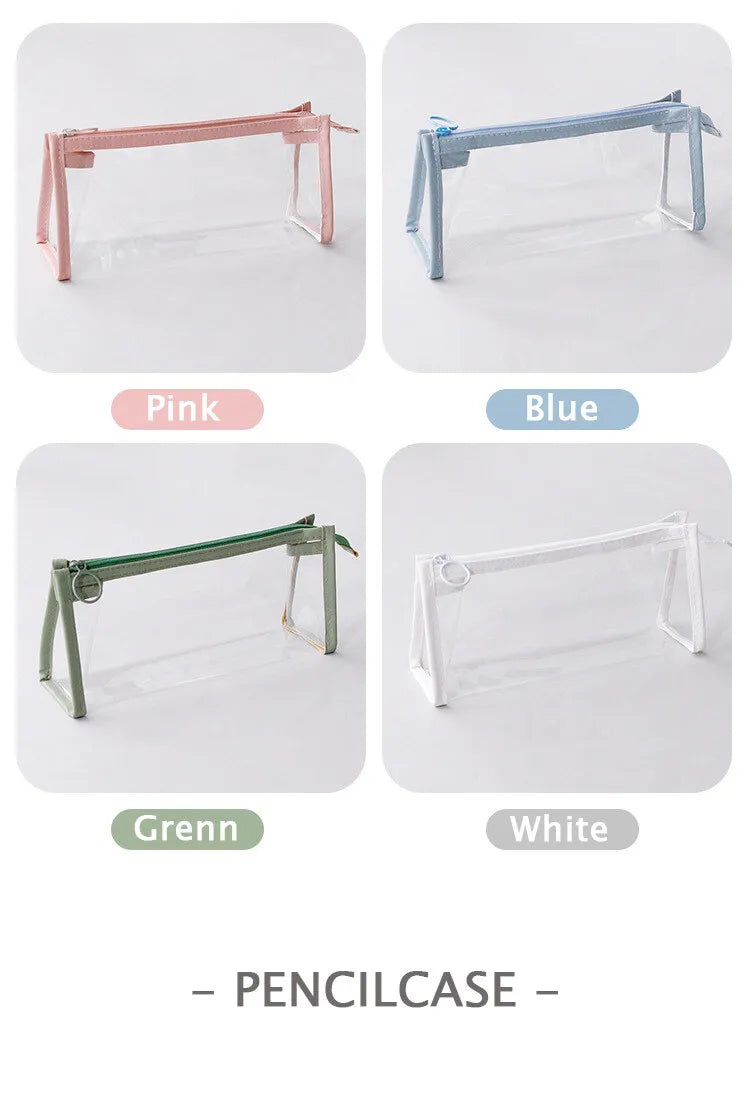 Transparent Softness PVC Pencil Case Waterproof Large Capacity Layer Pen Bag Ins Style Make up Bag Storage Bag School Stationery